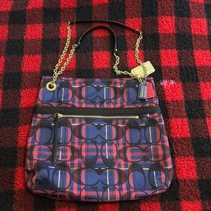 Coach Poppy Plaid Shoulder Bag